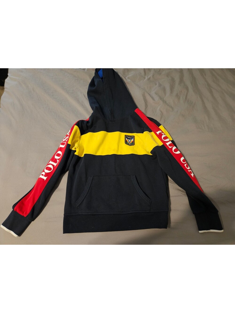 POLO Ralph Lauren Winter Outerwear Size M Black Yellow Red Long Sleeve Hoodie